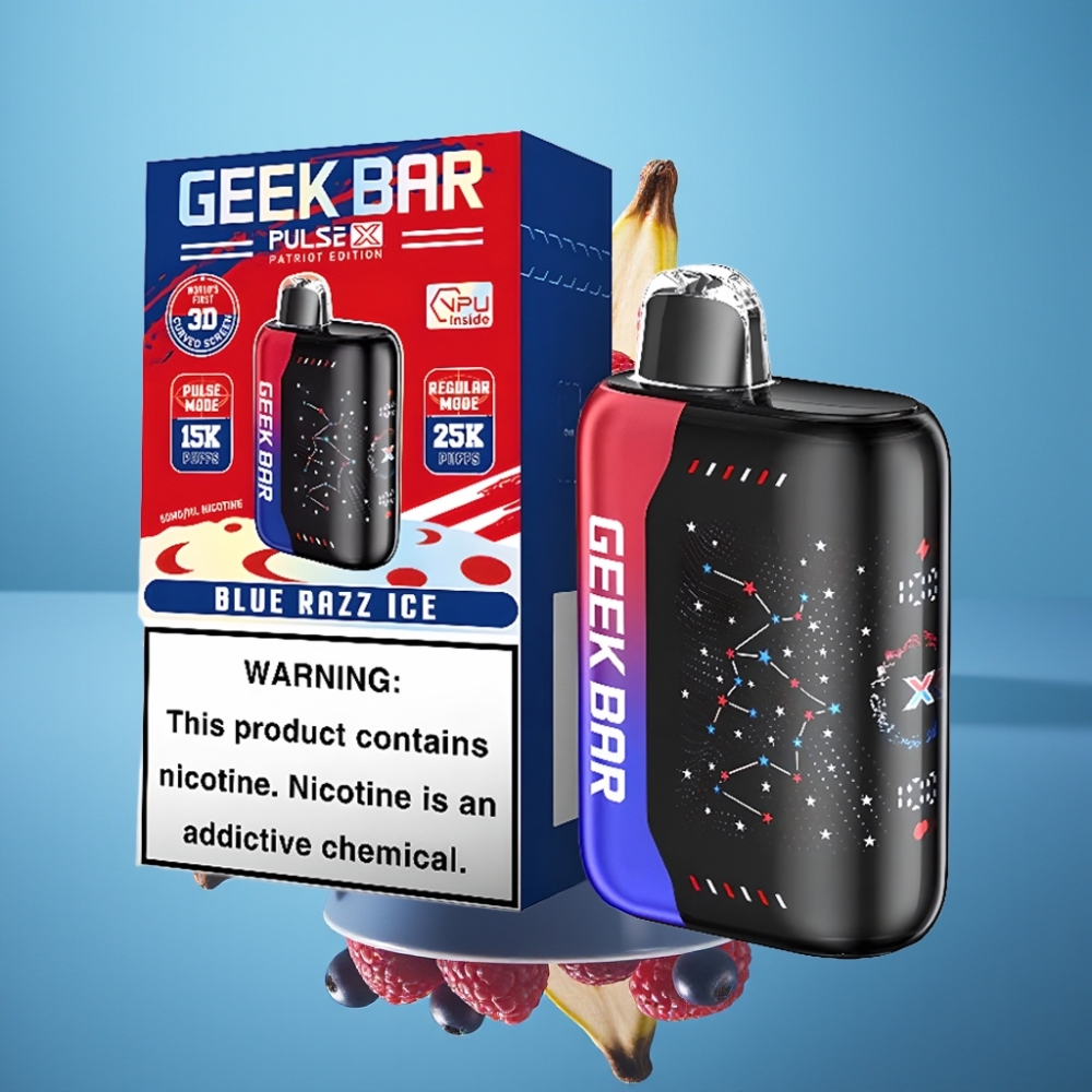 GEEK BAR Pulse X 25000パフ 18mL 0-5% ニコチン デュアルメッシュコイル パトリオットエディション