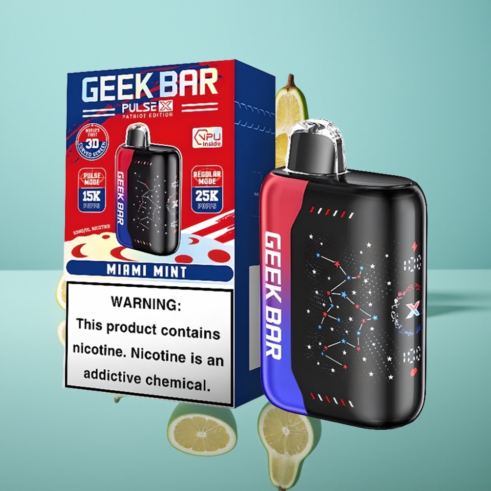 GEEK BAR Pulse X 25000パフ 18mL 0-5% ニコチン デュアルメッシュコイル パトリオットエディション