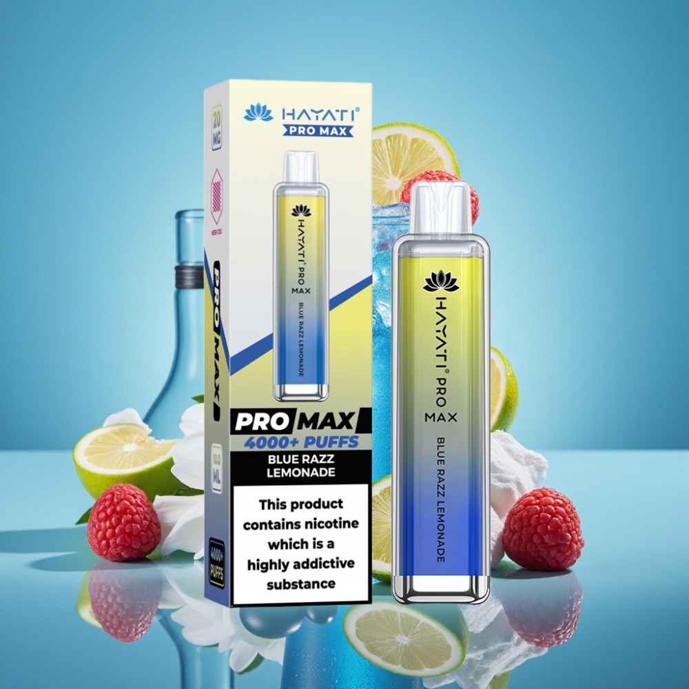 Hayati Pro Max 4000パフ リチャージ可能 ブルーレモネード 1400mAh 2ml/10ml