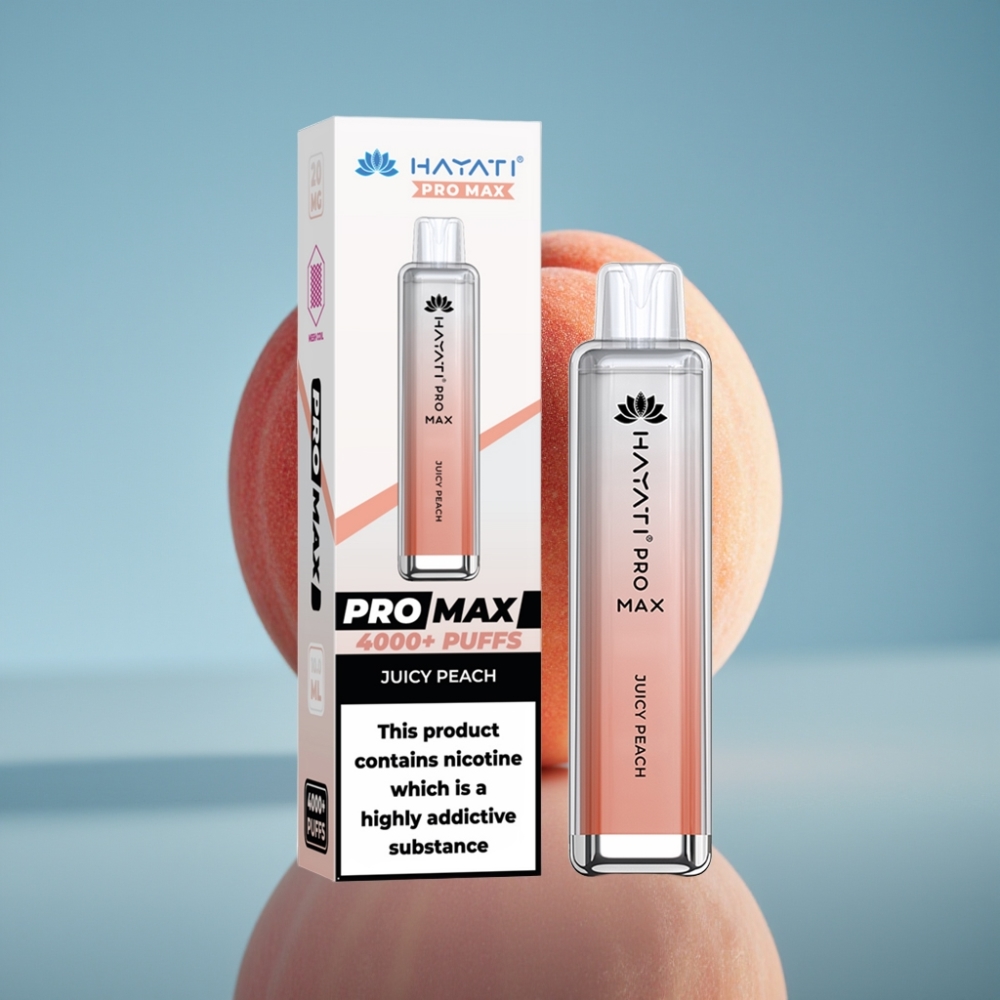 Hayati Pro Max 4000パフ ディスポーザブルベイプ ジューシーピーチ 1400mAh 2ml/10ml