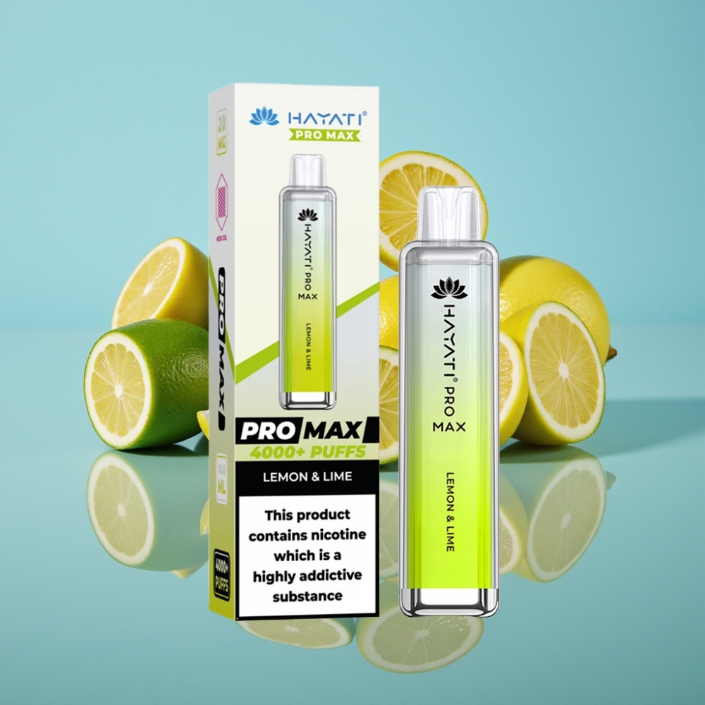 Hayati Pro Max 4000パフ レモン＆ライム 1400mAh 2ml/10ml