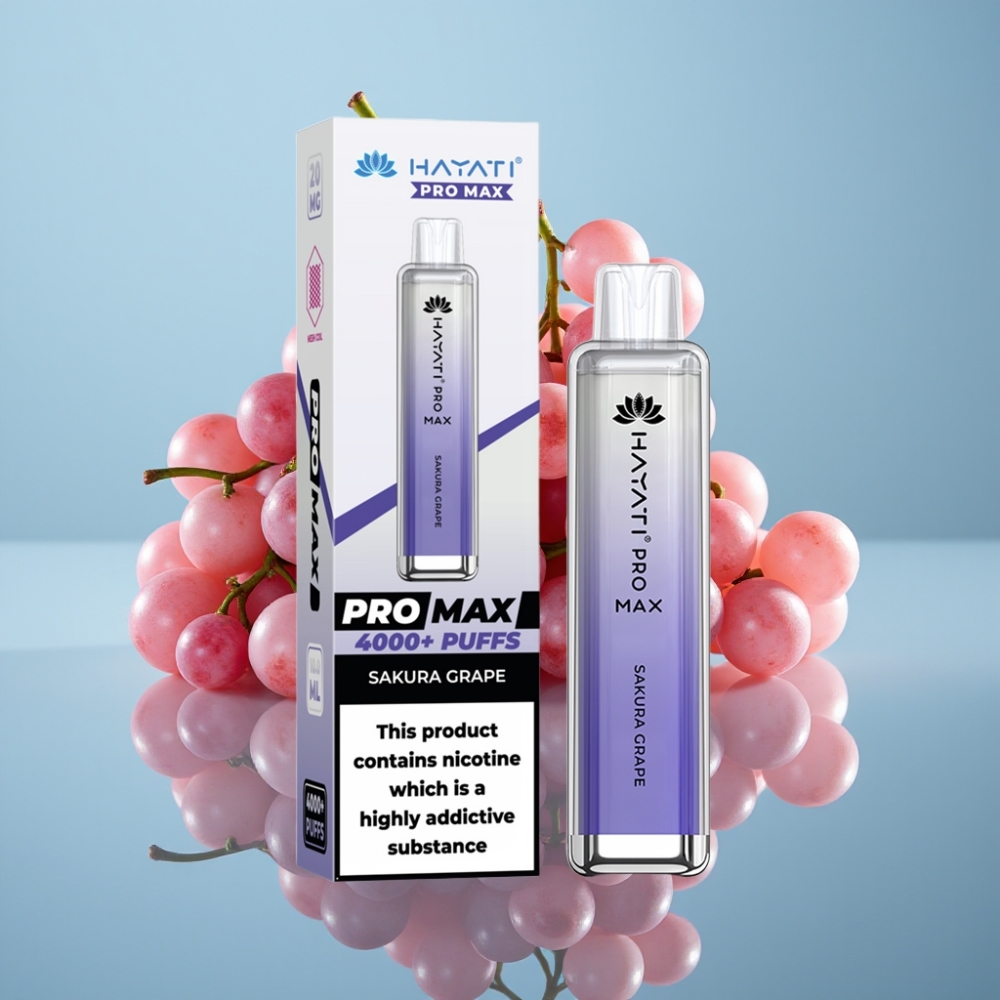 Hayati Pro Max 4000パフ リチャージャブル 1400mAh 2ml/10ml サクラグレープ
