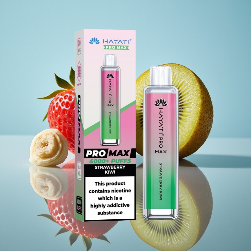 Hayati Pro Max 4000パフ リチャージ可能 1400mAh ストロベリーキウイ