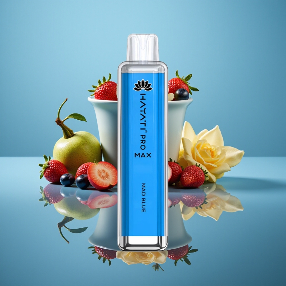 Hayati Pro Max 4000パフ 使い捨てベイプ マッドブルー 28x28x120mm 1400mAh