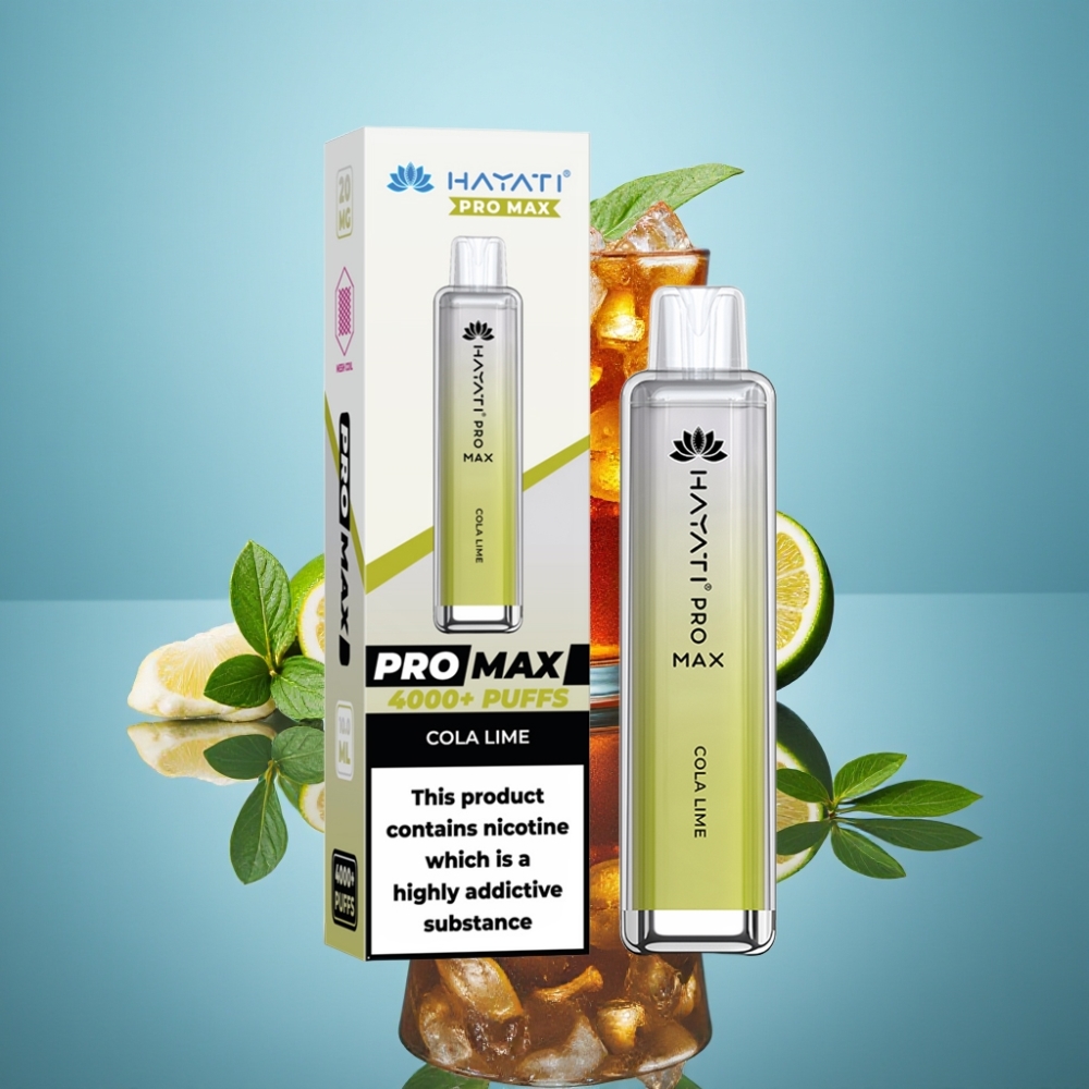 Hayati Pro Max 4000パフ デイスポーザブルベイプ コーラライム 2ml/10ml 1400mAh