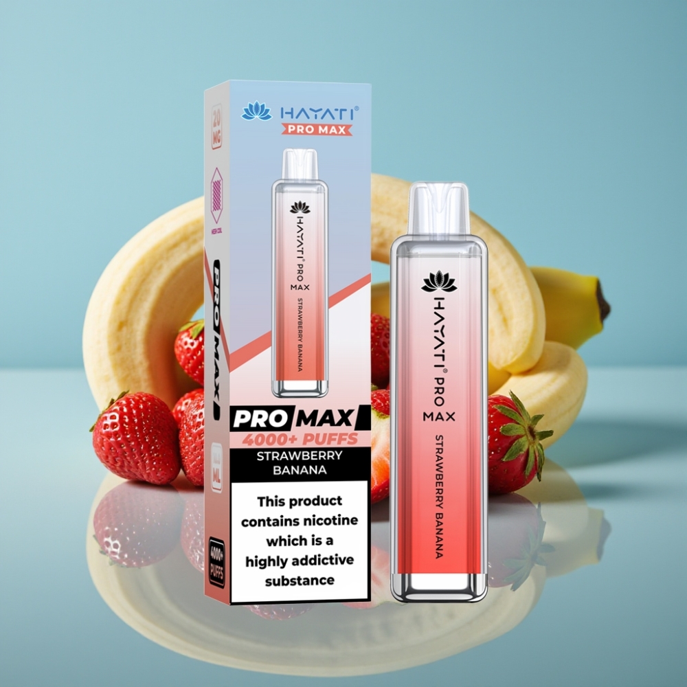 Hayati Pro Max 4000パフ 充電式 2ml/10ml ストロベリーバナナ